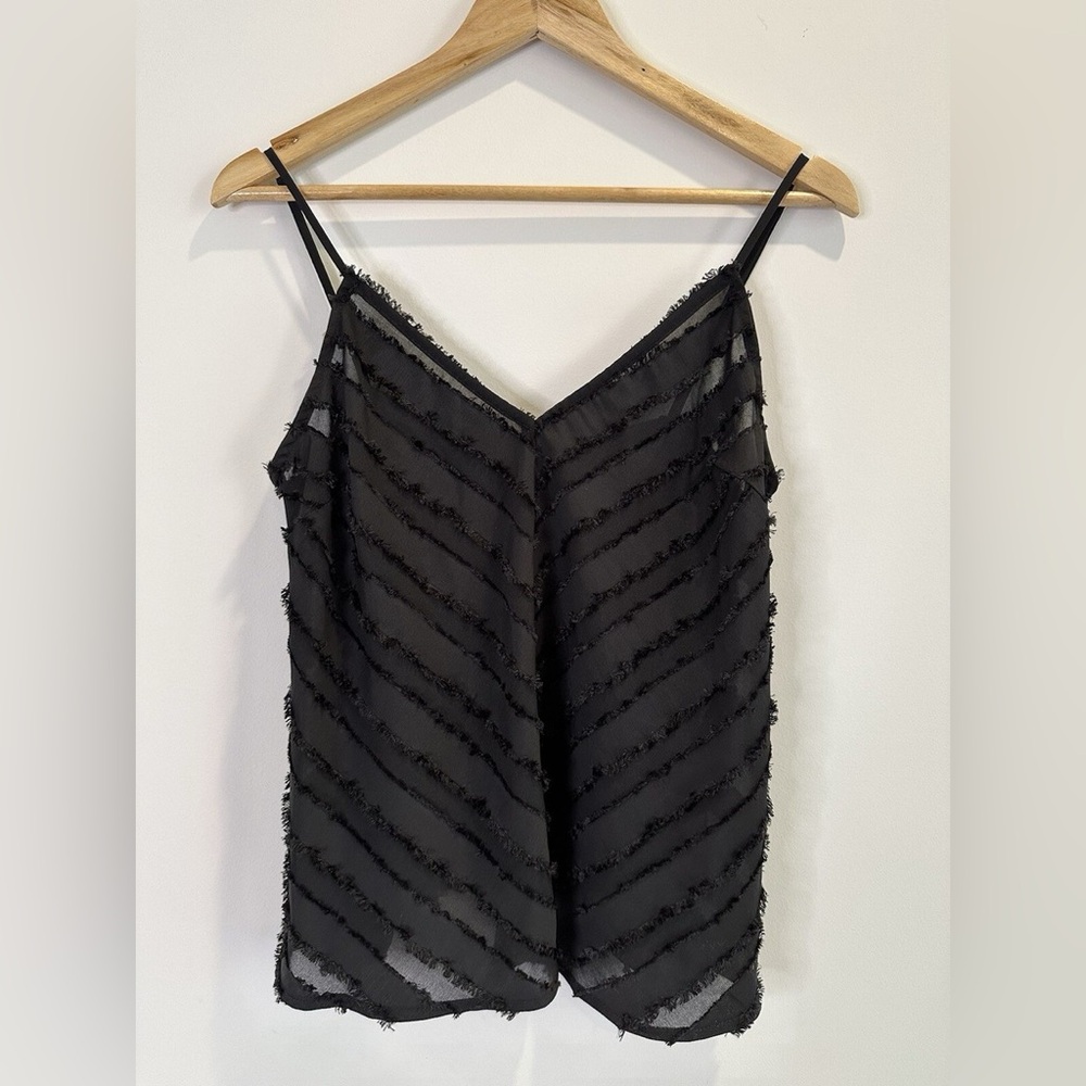 Free People Intimately Ruffed Camisole Top Black V Neck